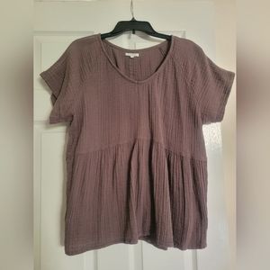 Maurice XL Brown Crinkle Top